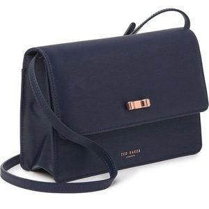 Ted Baker London Roka Mini Bark Leather Crossbody, Dark Blue (NWT)